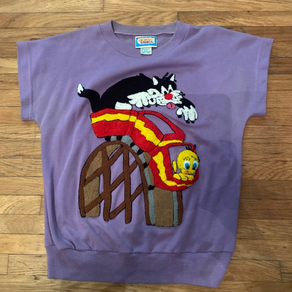Vintage 1984 Sylvester and Tweety Purple Shirt